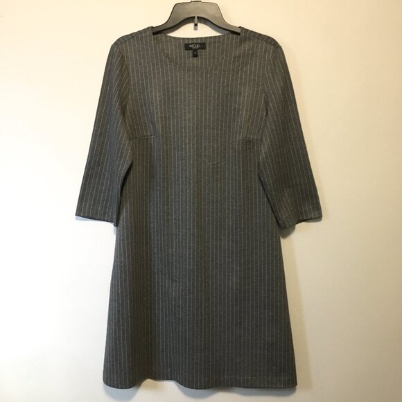 RACHEL Rachel Roy Grey Corporate Pinstripe Womens 3/4 Sleeve Shift Dress - 12 - Picture 1 of 16